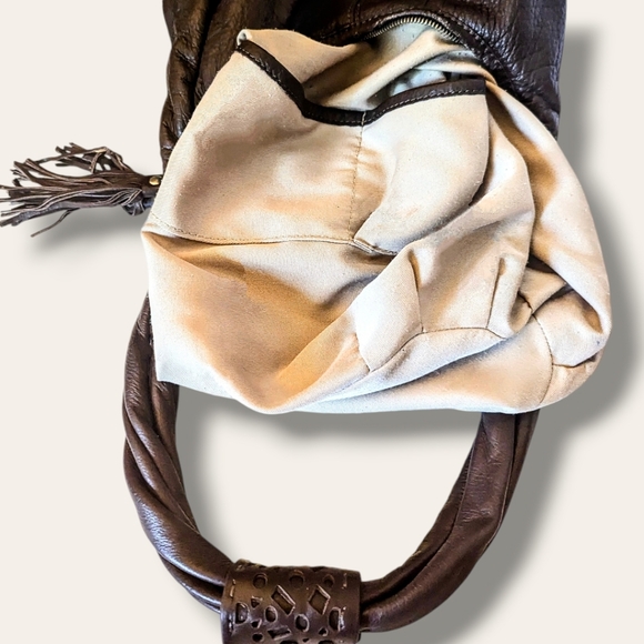 😍100% Leather Chocolate Brown Hobo Shoulder Bag by Coldwater Creek in EUC!!! - Picture 7 of 14
